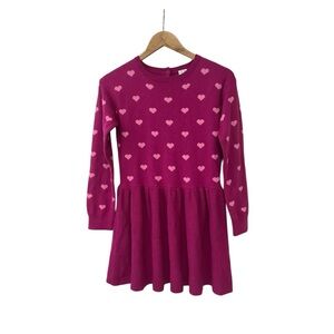 Janie And Jack Red Pink Warm Heart Sweater Dress 12